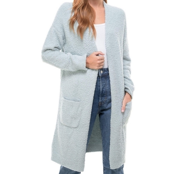 Thread & Supply Soft Teddy duster Plush Cardigan Grey Mist XXL - Picture 1 of 9